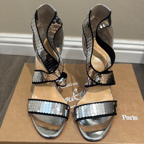 Christian Louboutin Silver Sequin High Heels